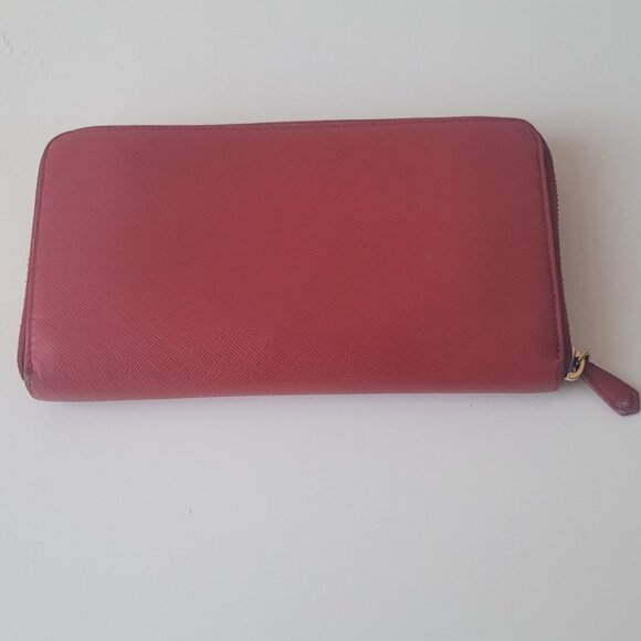 PRADA Red  Leather Zip Around Wallet - Picture 11 of 16